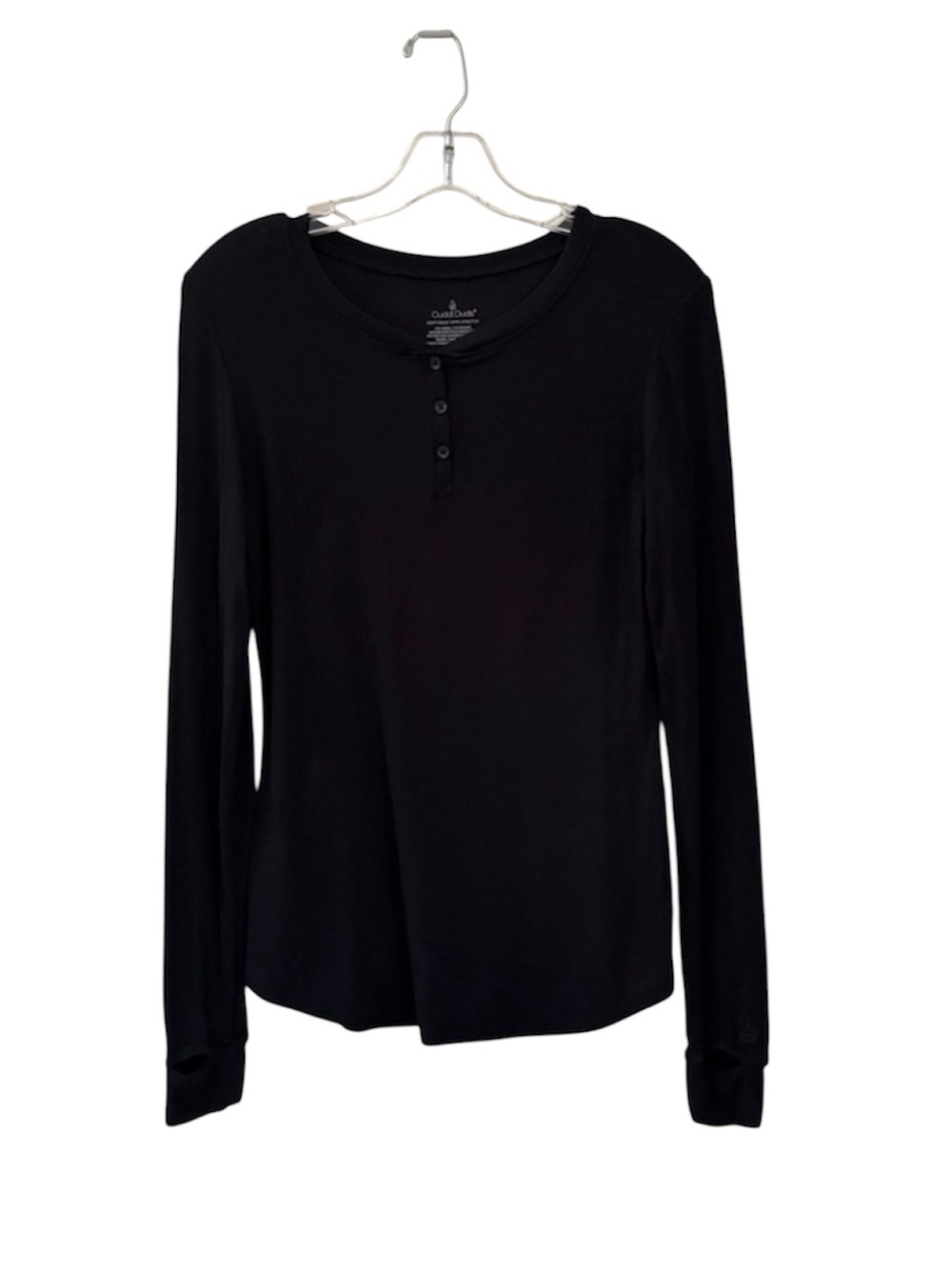 Cuddl Duds Black Super Soft Ribbed  Long Sleeve Top